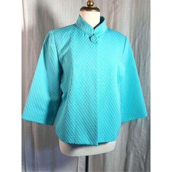 Scotty Lane Turquoise Quilted Cape Blazer - Size L - Picture 1 of 5
